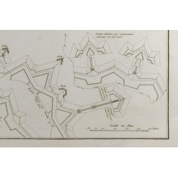 Gravure de 1800ca - Gravure architecture militaire - Plan d'enceinte et Fortification - 6